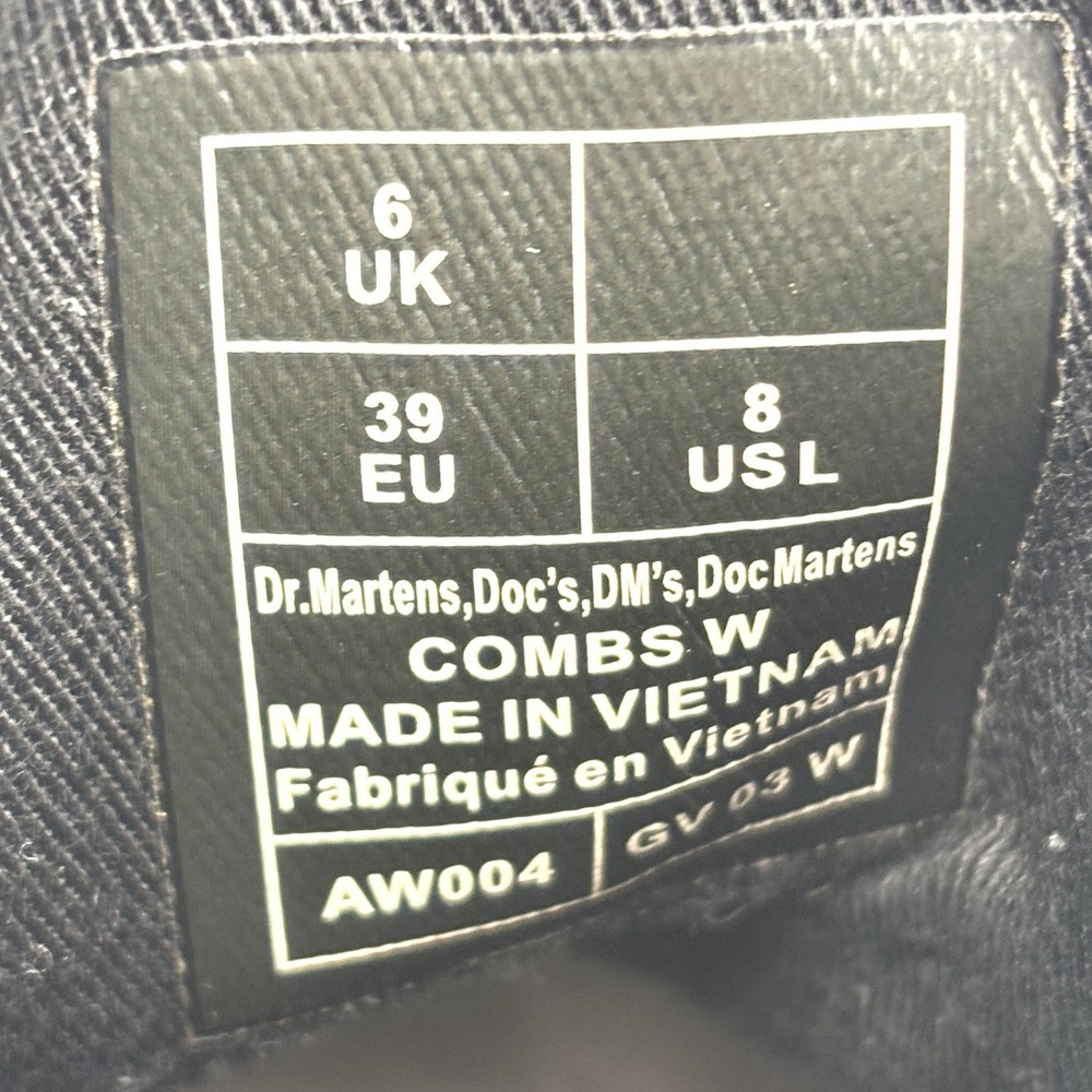 Dr. Martens Combs W Combat Boots Black Canvas Womens Size 8 Ankle Lace Up AW004 - Picture 11 of 12